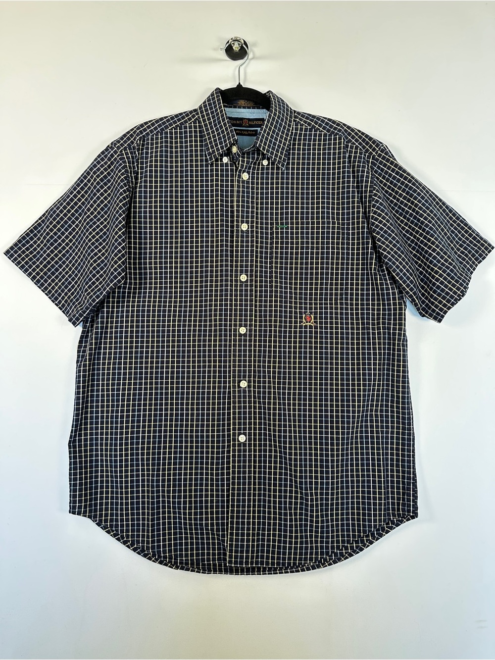 Tommy Hilfiger Blue Plaid Short Sleeve Button Down Shirt Size S